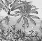 Carta da parati tropicale in bianco e nero