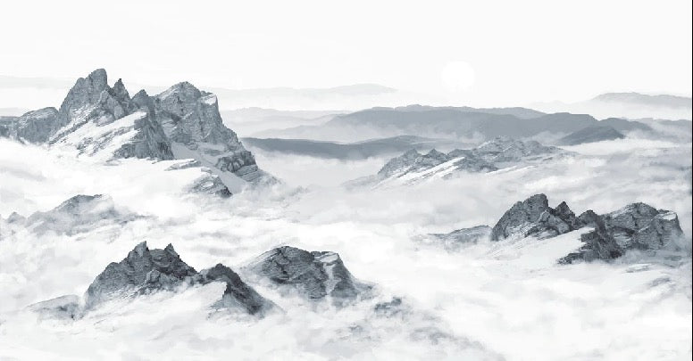 Carta da parati panoramica della montagna blu