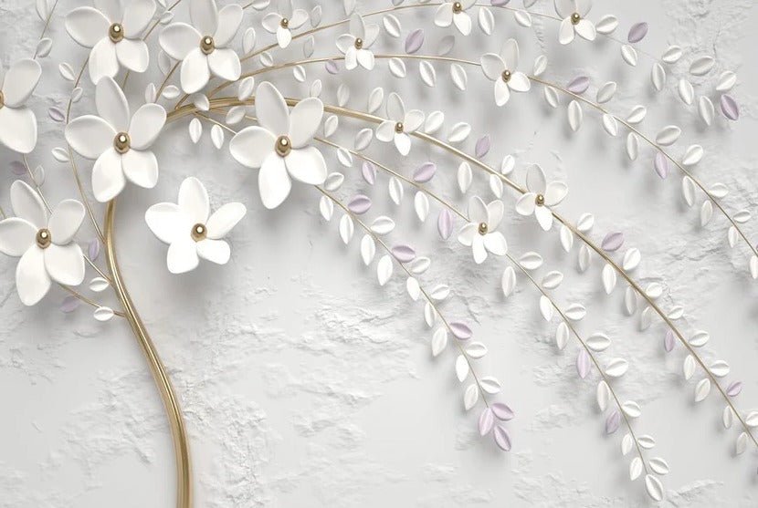 Papier peint panoramique trompe l'oeil arbre fleuri 3D, XXL, tendance