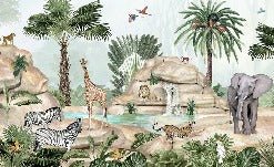 Carta da parati per bambini oasi degli animali