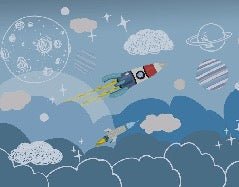 Carta da parati con razzo spaziale per bambini
