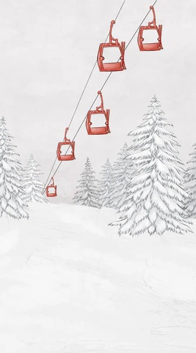 Papier peint montagne télécabine rouge, XXL, tendance