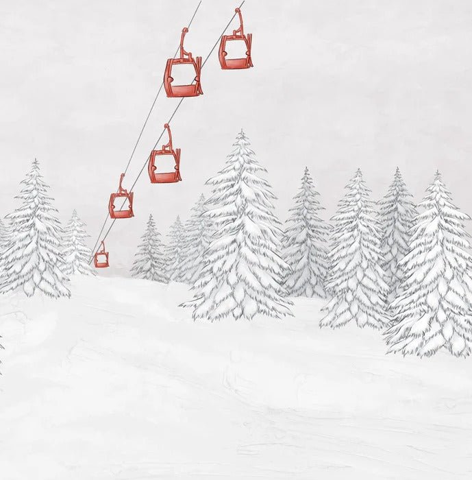 Papier peint montagne télécabine rouge, XXL, tendance