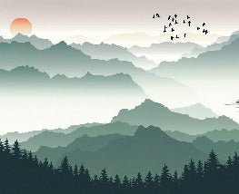 Papier peint montagne et voile sur le lac, XXL, tendance