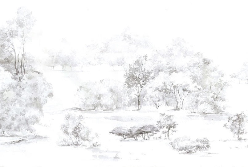 Papier peint forêt de pin aquarelle, XXL, tendance