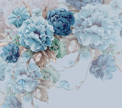 Papier peint fleurs bleues, XXL, tendance