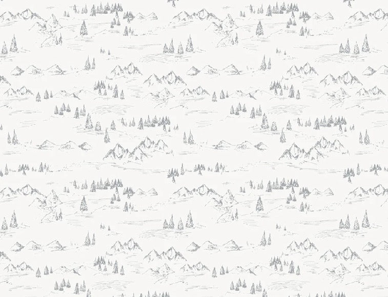 Montagna e abete illustrazione di carta da parati
