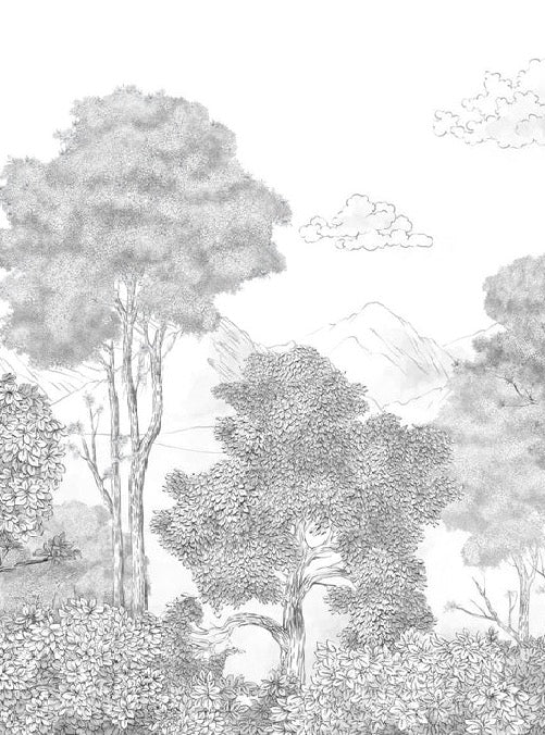 Foreste e montagne panoramiche in carta da parati