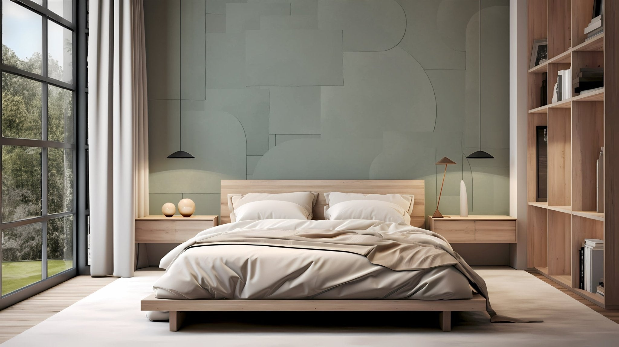 Papier peint panoramique découpé vert, XXL, tendance