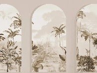 Carta da parati con archi seppia