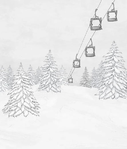 Carta da parati in bianco e nero per gondola di montagna