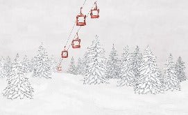Papier peint montagne télécabine rouge, XXL, tendance