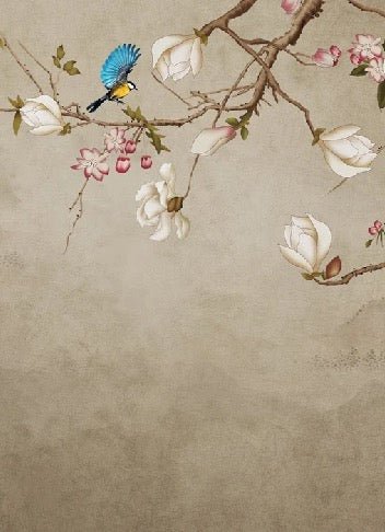 Carta da parati per bagno con uccelli romantici