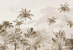 Carta da parati panoramica della giungla eden seppia