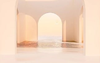Carta da parati panoramica con arco al tramonto