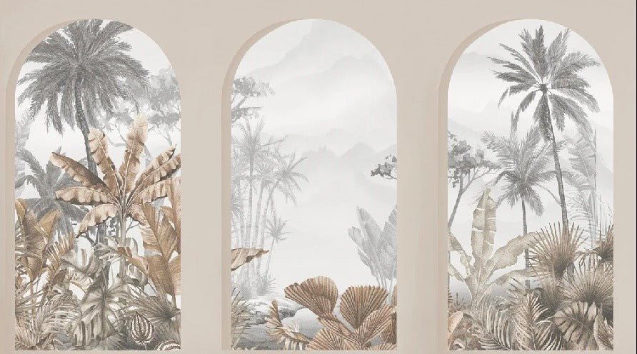 Papier peint arches tropicales sépia, XXL, tendance