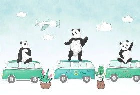 Divertente carta da parati panoramica per bambini a forma di panda