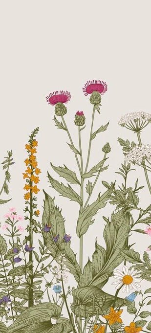 Carta da parati romantica con fiori botanici