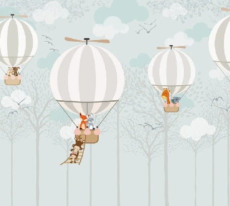 Carta da parati per bambini con mongolfiera nordica