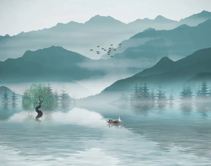 Sfondo tra montagna e lago