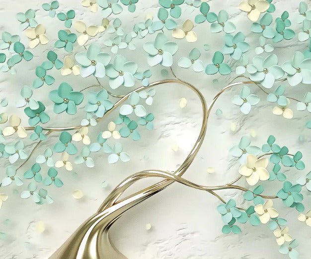 Papier peint Tree 3D Vert Gold, XXL, tendance