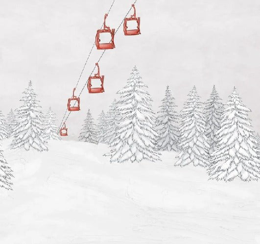 Carta da parati rossa per gondola di montagna