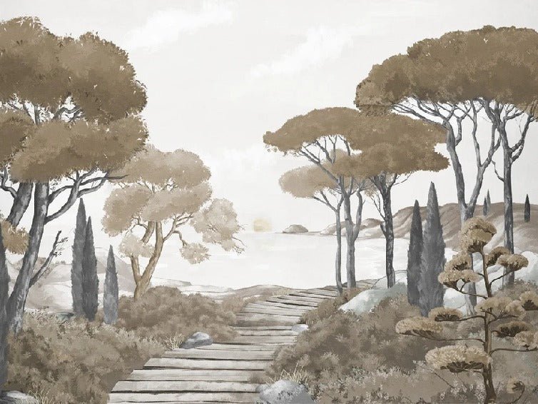 Papier peint balade dans les calanques brun, XXL, tendance