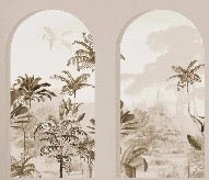 Carta da parati con archi seppia
