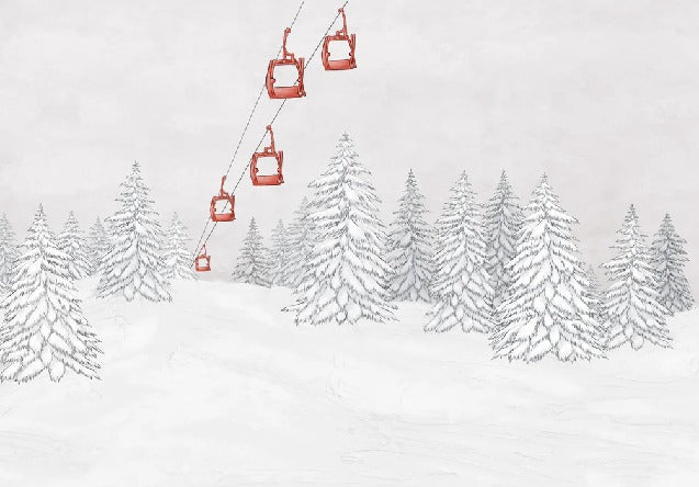 Carta da parati rossa per gondola di montagna