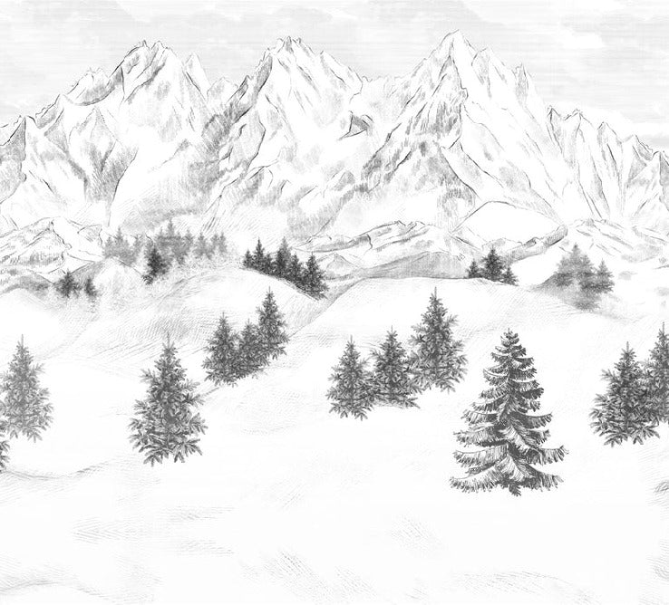 Papier peint montagne sommets de Chamonix, XXL, tendance