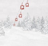 Carta da parati rossa per gondola di montagna
