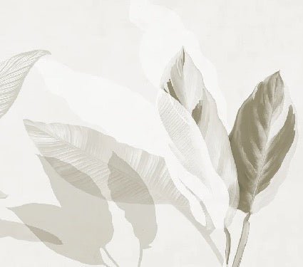 Papier peint feuillage moderne sépia