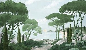 Papier peint balade dans les calanques vert, XXL, tendance