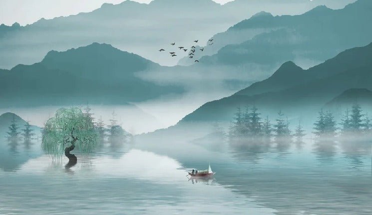 Sfondo tra montagna e lago