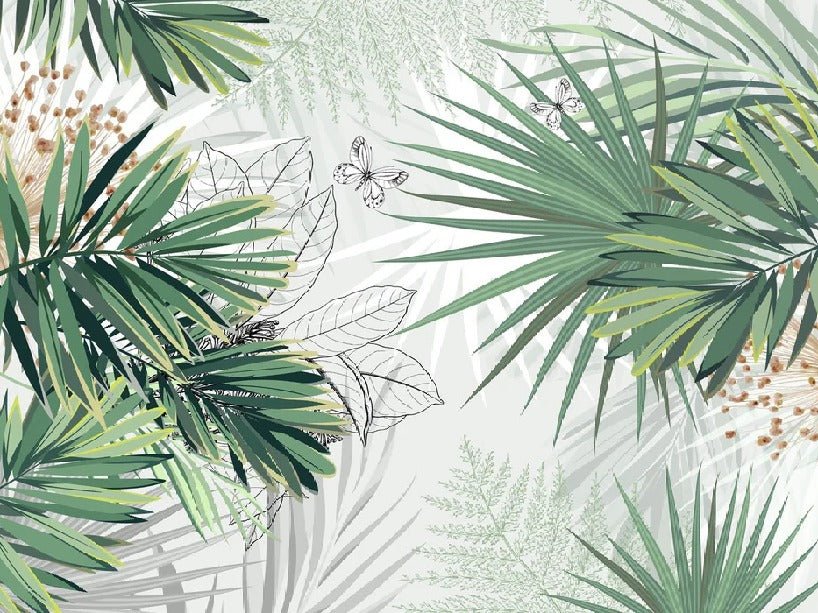 Carta da parati per bagno Nature green palm