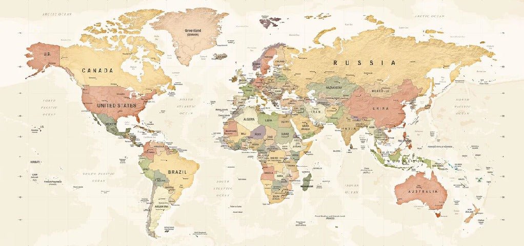 Carta da parati panoramica per l'esplorazione della mappa del mondo