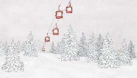 Papier peint montagne télécabine rouge, XXL, tendance