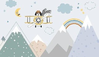 Carta da parati scandinava blu per bambini