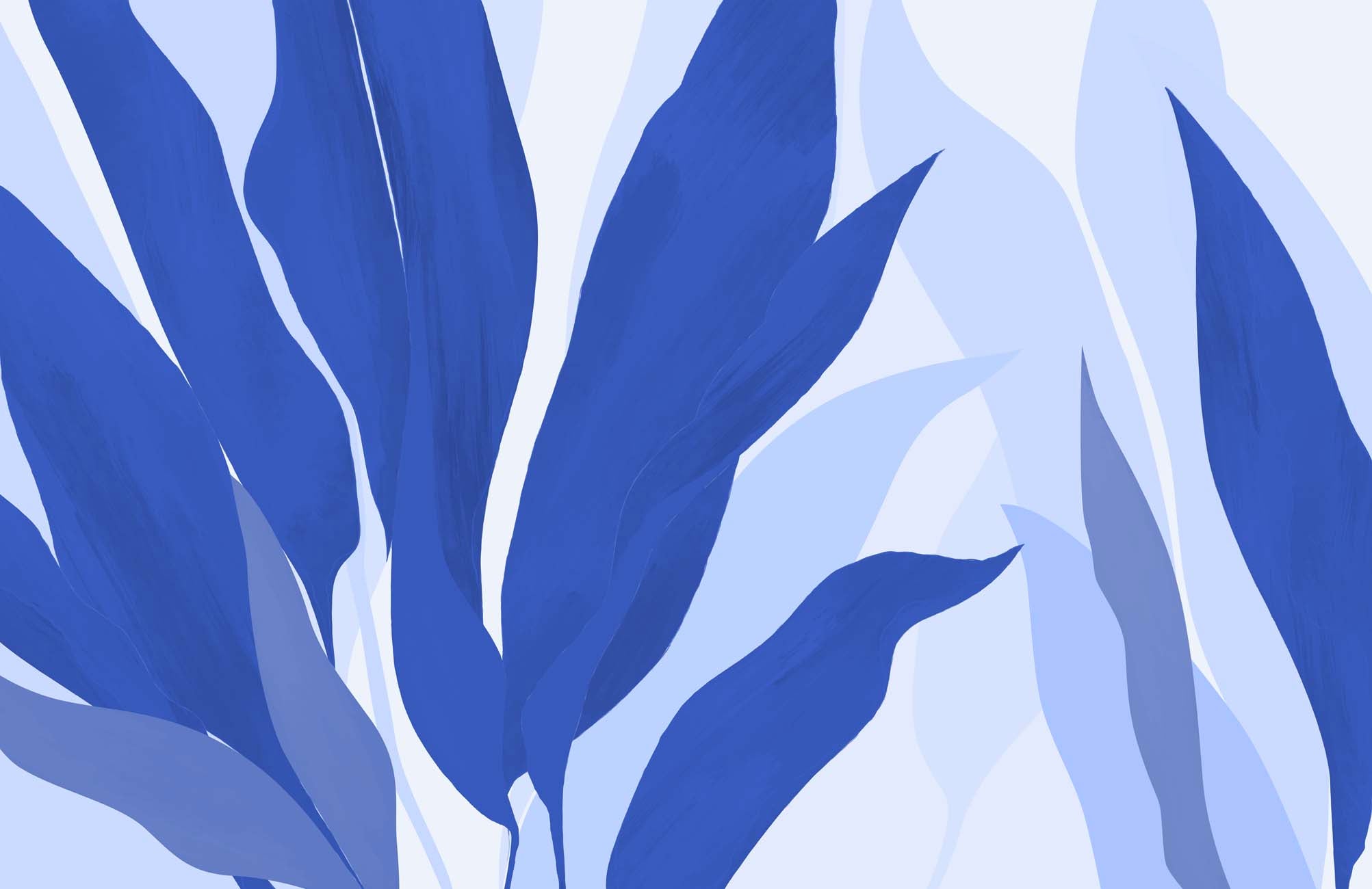 Papier peint panoramique étoffe florale bleu, XXL, tendance