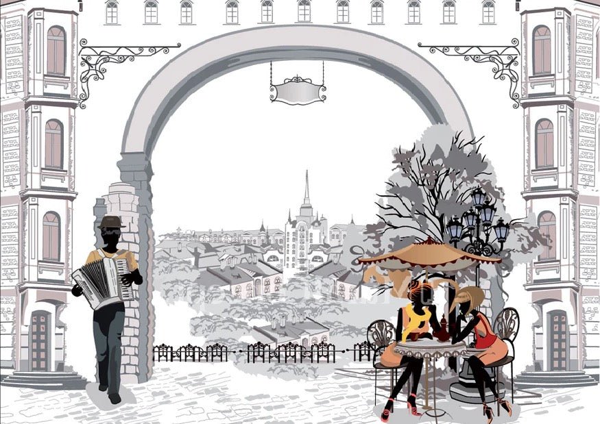 Papier peint bistrot sur un air parisien, XXL, tendance