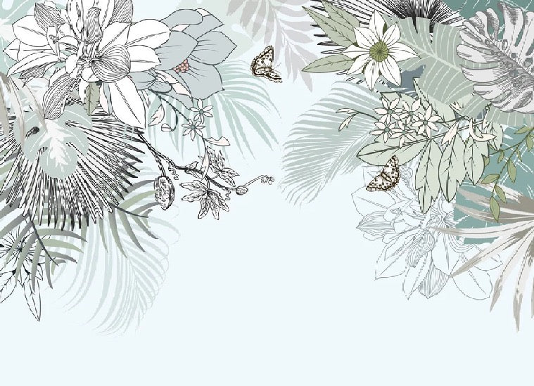 Papier peint wc tendance nature plante vert d'eau, XXL, tendance