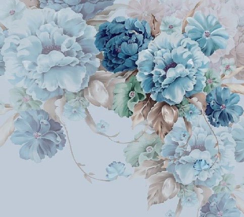 Carta da parati con fiori blu