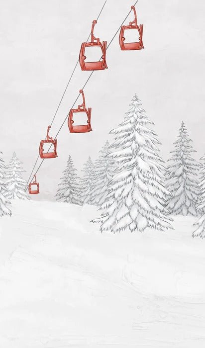 Papier peint montagne télécabine rouge, XXL, tendance