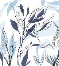 Carta da parati grafica blu con fiori