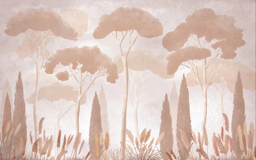 Papier peint sépia cyprès pins, XXL, tendance