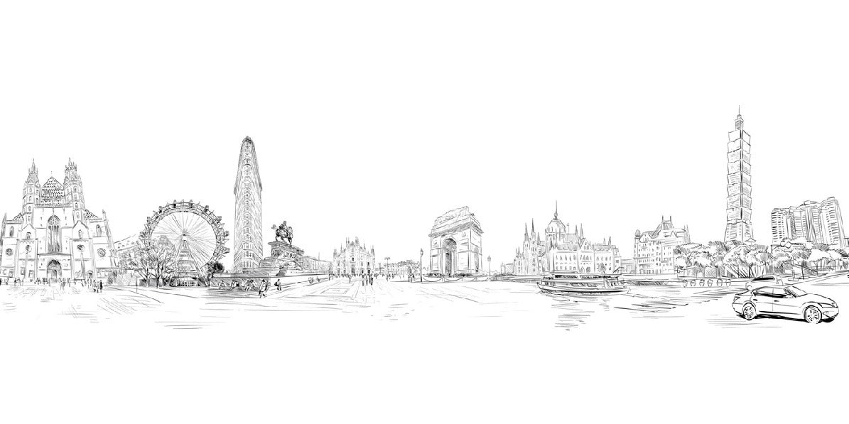 Papier peint noir et blanc monument du monde, XXL, tendance