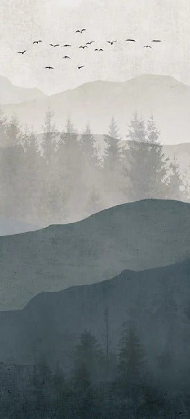 Papier peint panorama nature noir et blanc, XXL, tendance