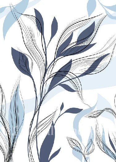 Carta da parati grafica blu con fiori