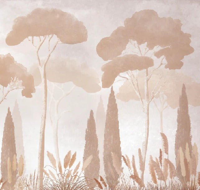 Papier peint sépia cyprès pins, XXL, tendance