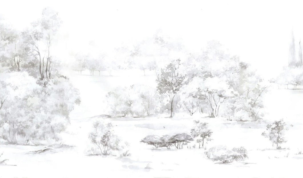 Carta da parati acquerello pineta